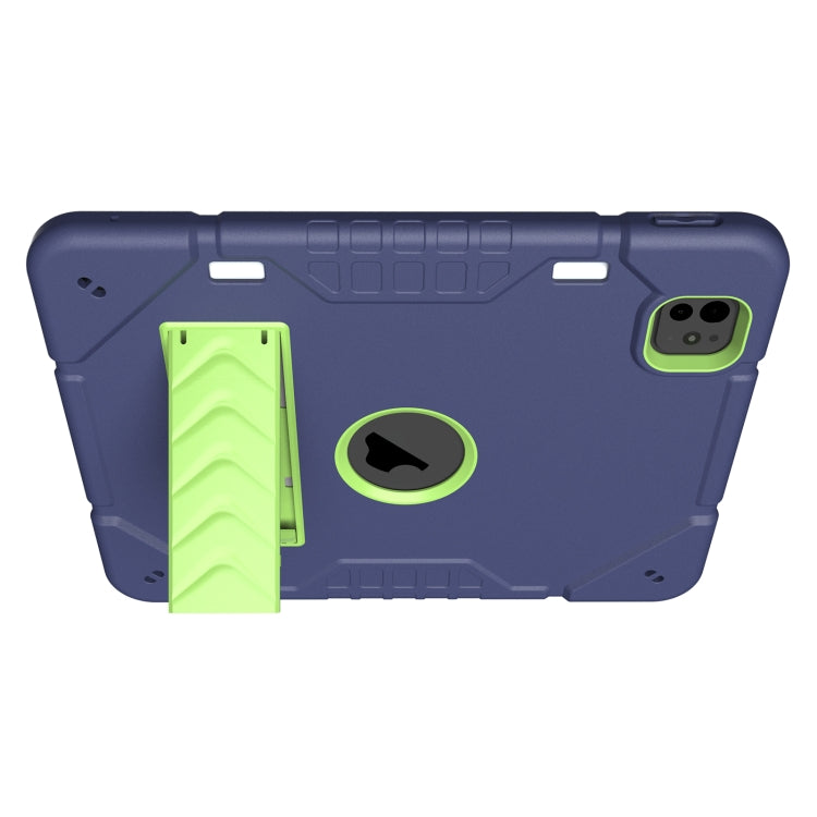 For iPad Pro 11 2025 / 2024 Armor Holder Silicone Hybrid PC Tablet Case(Navy Yellow Green) by buy2fix