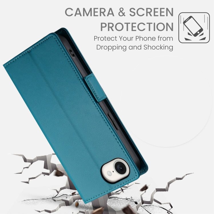 For iPhone 16e Side Buckle Magnetic Frosted Leather Phone Case(Blue) by buy2fix