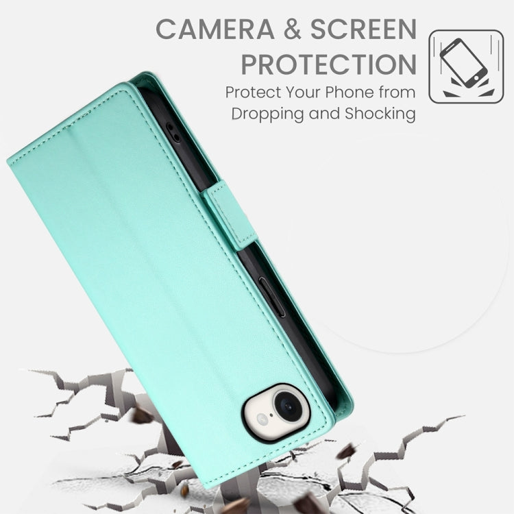 For iPhone 16e Side Buckle Magnetic Frosted Leather Phone Case(Mint Green) by buy2fix