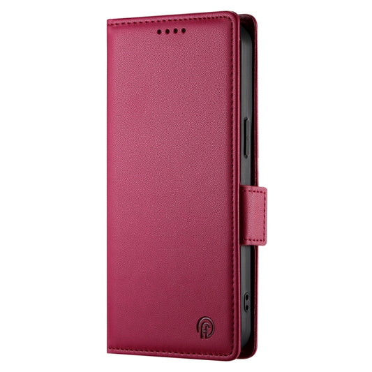For iPhone 16 Plus Side Buckle Magnetic Frosted Leather Phone Case(Wine Red) by buy2fix