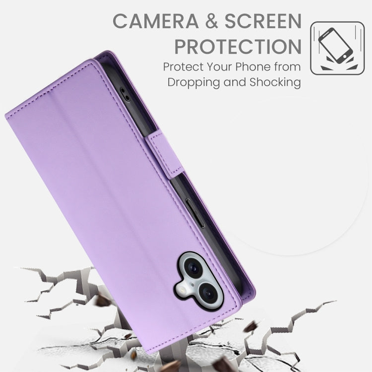For iPhone 16 Plus Side Buckle Magnetic Frosted Leather Phone Case(Purple) by buy2fix