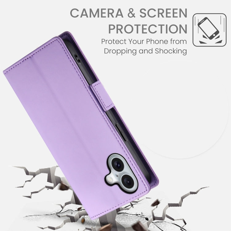 For iPhone 16 Side Buckle Magnetic Frosted Leather Phone Case(Purple) by buy2fix