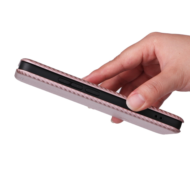 For Redmi K70 Carbon Fiber Texture Flip Leather Phone Case(Pink) by buy2fix