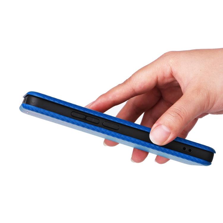 For Redmi K70 Carbon Fiber Texture Flip Leather Phone Case(Blue) by buy2fix