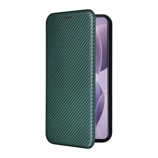 For Redmi K70 Carbon Fiber Texture Flip Leather Phone Case(Green) by buy2fix