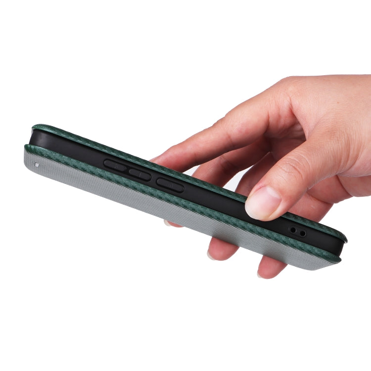 For Redmi K70 Carbon Fiber Texture Flip Leather Phone Case(Green) by buy2fix
