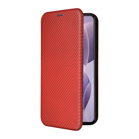 For Redmi K70 Carbon Fiber Texture Flip Leather Phone Case(Brown) by buy2fix