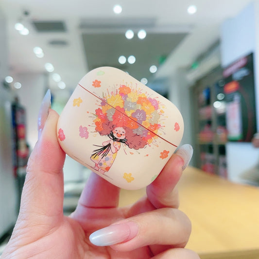 For AirPods 3 Girl Pattern Earbuds Box Frosted TPU Case(Flower) by buy2fix