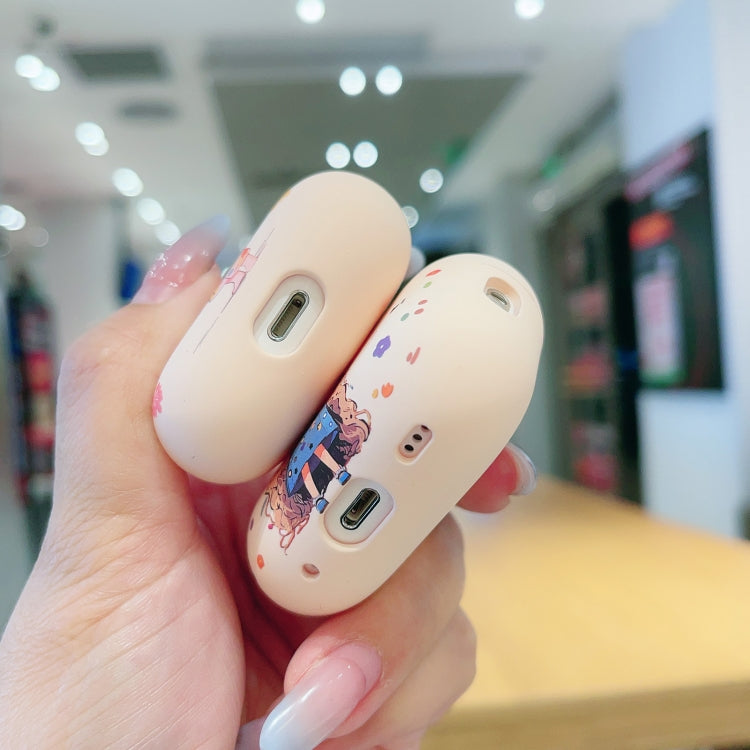 For AirPods 2 / 1 Girl Pattern Earbuds Box Frosted TPU Case(Crown) by buy2fix