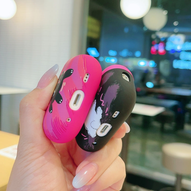 For AirPods Pro Cat and Dog Pattern Earbuds Box Frosted TPU Case(Flashing Cat) by buy2fix