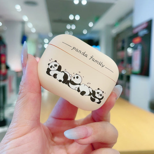 For AirPods Pro 2 Panda Pattern Earbuds Box Frosted TPU Case(Panda Family) by buy2fix