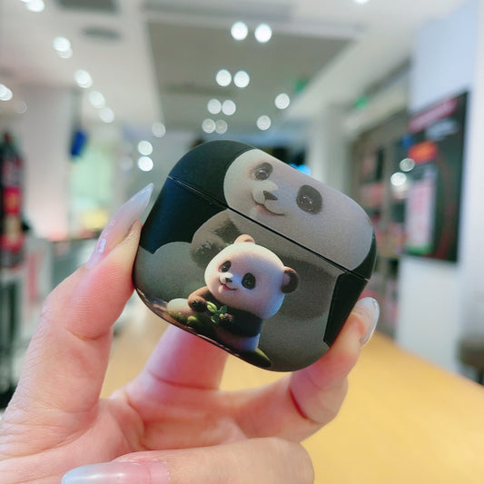 For AirPods 3 Phantom Panda Pattern Earbuds Box Frosted TPU Case(Black) by buy2fix