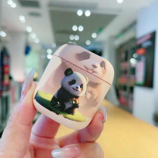 For AirPods 2 / 1 Phantom Panda Pattern Earbuds Box Frosted TPU Case(White) by buy2fix
