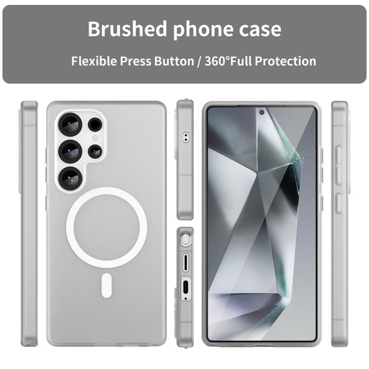 For Samsung Galaxy S25 Ultra MagSafe Frosted Translucent TPU + PC Full Coverage Phone Case(White) by buy2fix