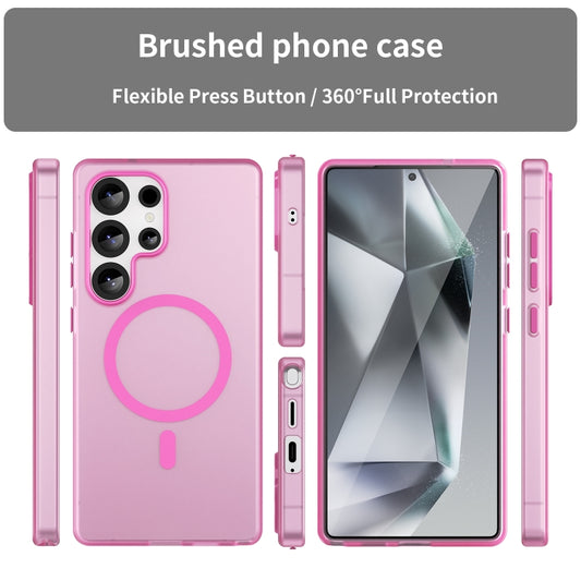For Samsung Galaxy S25 Ultra MagSafe Frosted Translucent TPU + PC Full Coverage Phone Case(Pink) by buy2fix