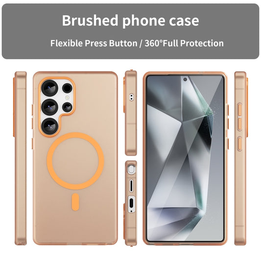 For Samsung Galaxy S25 Ultra MagSafe Frosted Translucent TPU + PC Full Coverage Phone Case(Orange) by buy2fix
