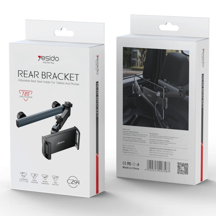 Yesido C294 Telescopic Car Backrest Folding Holder(Black) by Yesido