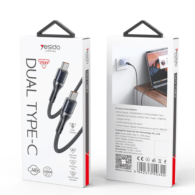 Yesido CA166 PD 240W USB-C / Type-C to USB-C / Type-C Super Fast Charging Data Cable, Length:1.2m(Black) - USB-C & Type-C Cable by Yesido | Online Shopping UK | buy2fix