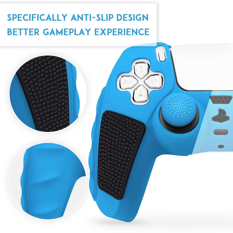 For Sony PS5 Splicing Color Silicone Gamepad Protective Case without Rocker Caps(Blue Black) by buy2fix