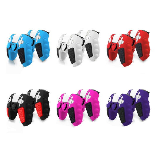 For Sony PS5 Splicing Color Silicone Gamepad Protective Case with Rocker Caps(Pink Black) by buy2fix