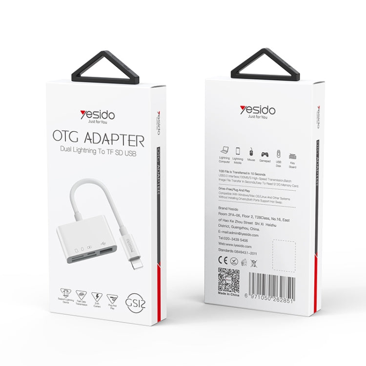 Yesido GS12 8 Pin to TF Card / SD Card / USB / 8 Pin 4 in 1 OTG Converter(White) by Yesido