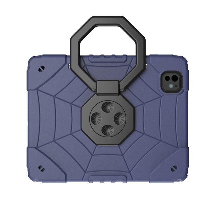 For iPad Pro 11 2025 / 2024 Spider Turntable Handle Stress Relief Tablet Case(Navy Blue Black) by buy2fix