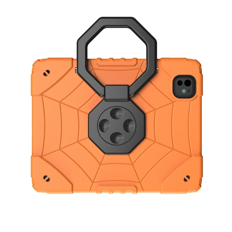 For iPad Pro 11 2025 / 2024 Spider Turntable Handle Stress Relief Tablet Case(Orange Black) by buy2fix