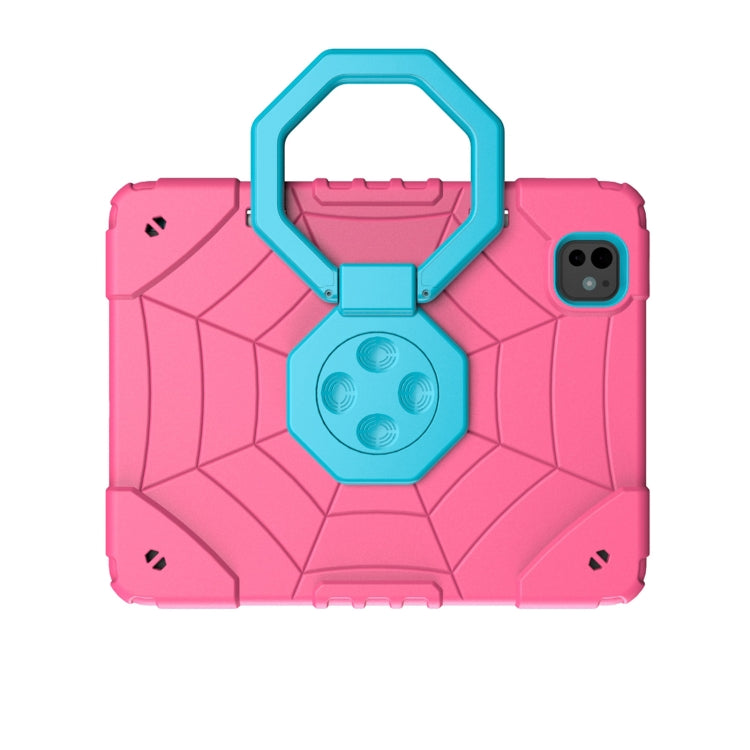 For iPad Pro 11 2025 / 2024 Spider Turntable Handle Stress Relief Tablet Case(Rose Red Blue) by buy2fix