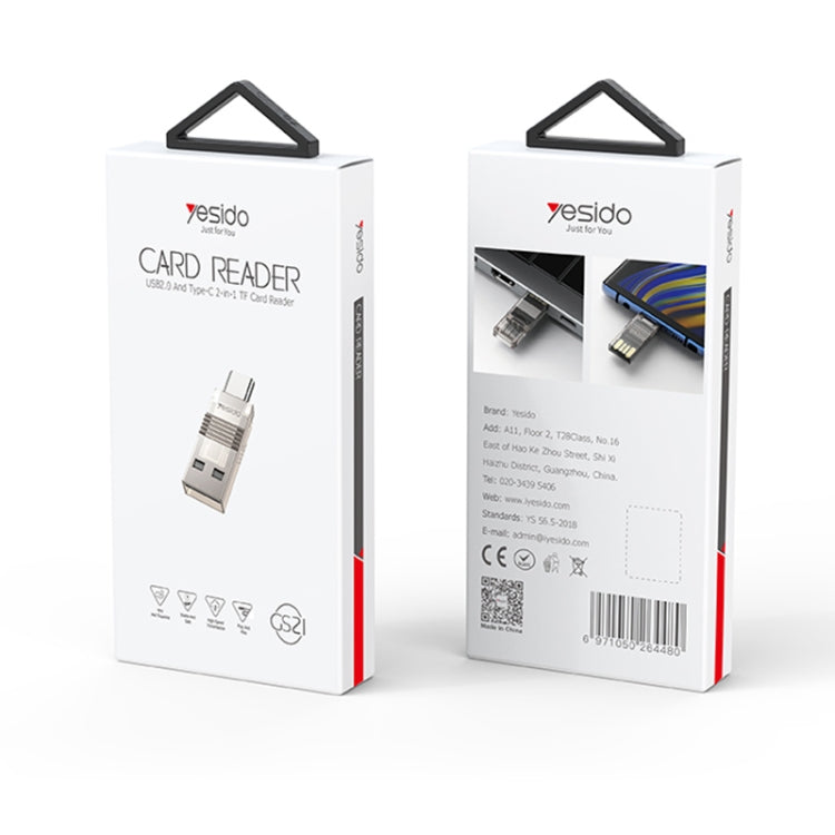Yesido GS21 USB 3.0 to USB-C / Type-C + TF Card 2 in 1 OTG Card Reader Adapter(Gold) by Yesido