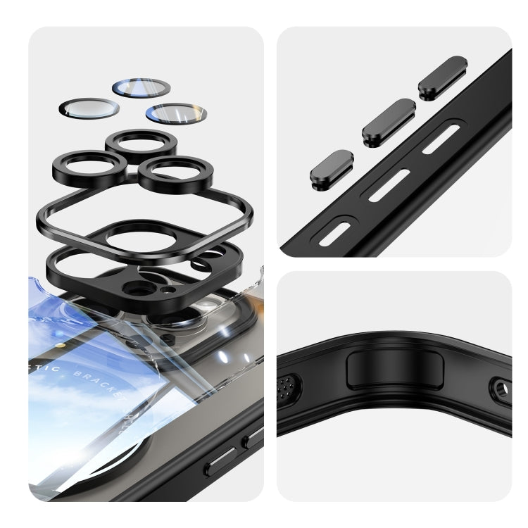 For iPhone 15 Pro 360 Holder Magsafe Acrylic Hybrid TPU Phone Case(Black) by buy2fix