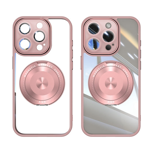 For iPhone 14 Pro 360 Holder Magsafe Acrylic Hybrid TPU Phone Case(Pink) by buy2fix