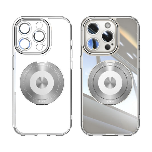 For iPhone 14 Pro 360 Holder Magsafe Acrylic Hybrid TPU Phone Case(Frosted White) by buy2fix