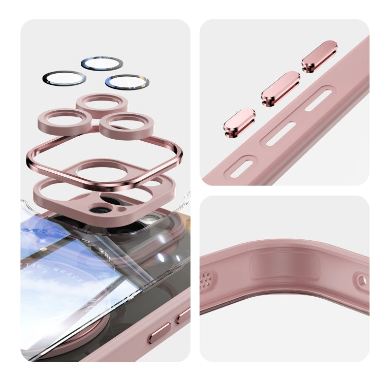 For iPhone 13 Pro 360 Holder Magsafe Acrylic Hybrid TPU Phone Case(Pink) by buy2fix