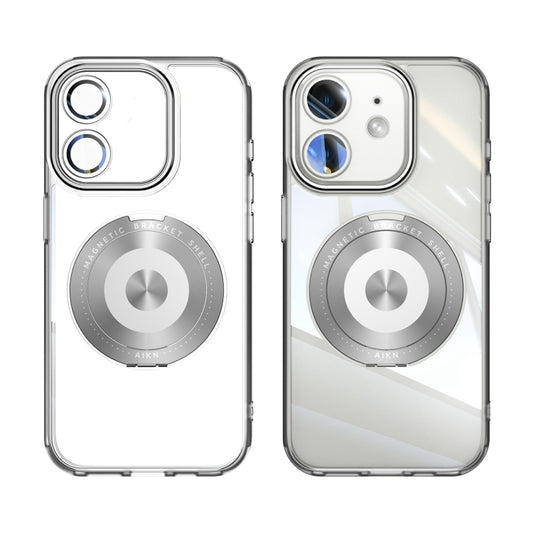 For iPhone 12 360 Holder Magsafe Acrylic Hybrid TPU Phone Case(Frosted White) by buy2fix