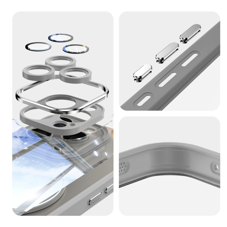 For iPhone 16 Pro Max 360 Holder Magsafe Acrylic Hybrid TPU Phone Case(Grey) by buy2fix