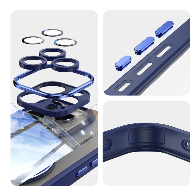 For iPhone 16 Pro Max 360 Holder Magsafe Acrylic Hybrid TPU Phone Case(Blue) by buy2fix