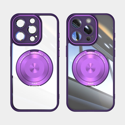 For iPhone 16 Pro Max 360 Holder Magsafe Acrylic Hybrid TPU Phone Case(Purple) by buy2fix