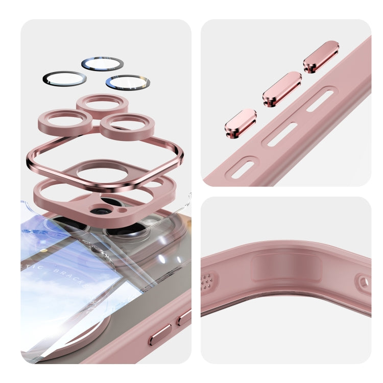 For iPhone 16 Pro 360 Holder Magsafe Acrylic Hybrid TPU Phone Case(Pink) by buy2fix
