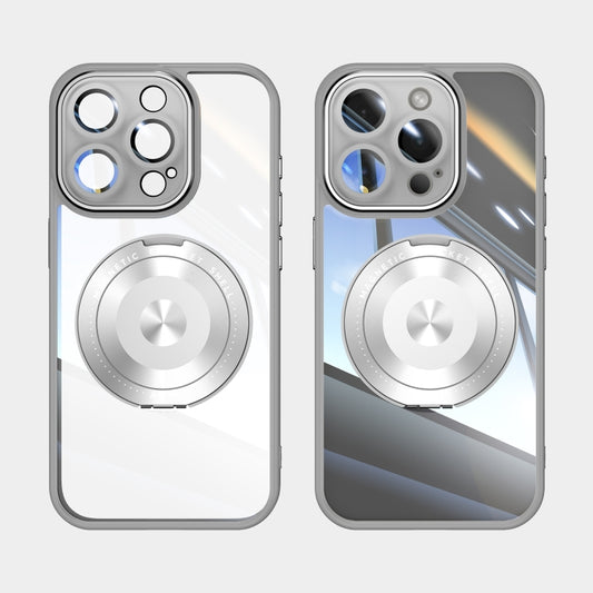 For iPhone 16 Pro 360 Holder Magsafe Acrylic Hybrid TPU Phone Case(Grey) by buy2fix