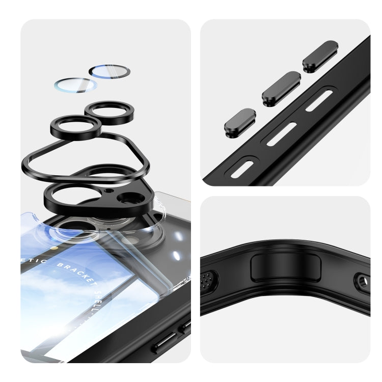 For iPhone 16 360 Holder Magsafe Acrylic Hybrid TPU Phone Case(Black) by buy2fix