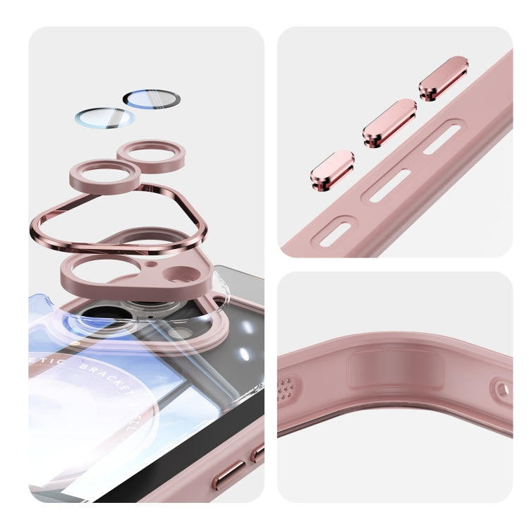 For iPhone 16 360 Holder Magsafe Acrylic Hybrid TPU Phone Case(Pink) by buy2fix