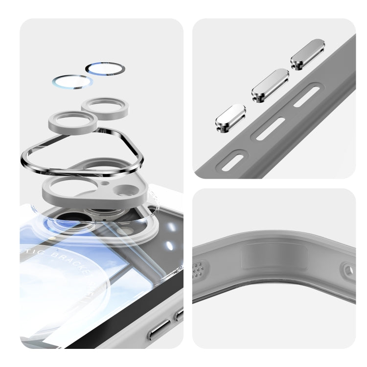 For iPhone 16 360 Holder Magsafe Acrylic Hybrid TPU Phone Case(Grey) by buy2fix