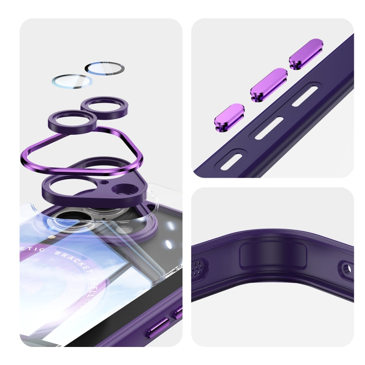 For iPhone 16 360 Holder Magsafe Acrylic Hybrid TPU Phone Case(Purple) by buy2fix