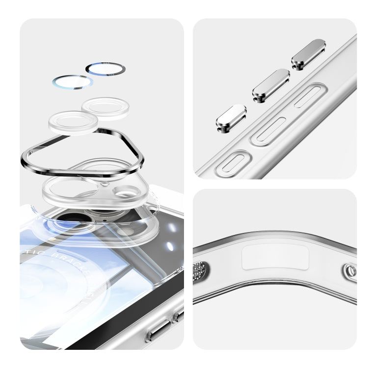 For iPhone 16 360 Holder Magsafe Acrylic Hybrid TPU Phone Case(Frosted White) by buy2fix