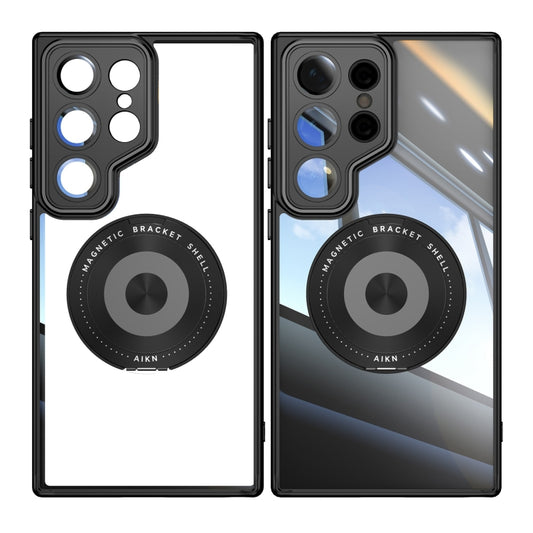 For Samsung Galaxy S24 Ultra 5G 360 Holder MagSafe Acrylic Hybrid TPU Phone Case(Black) by buy2fix