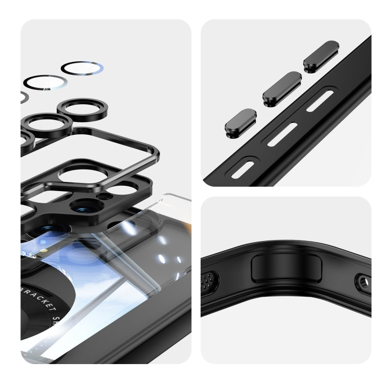 For Samsung Galaxy S24 Ultra 5G 360 Holder MagSafe Acrylic Hybrid TPU Phone Case(Black) by buy2fix