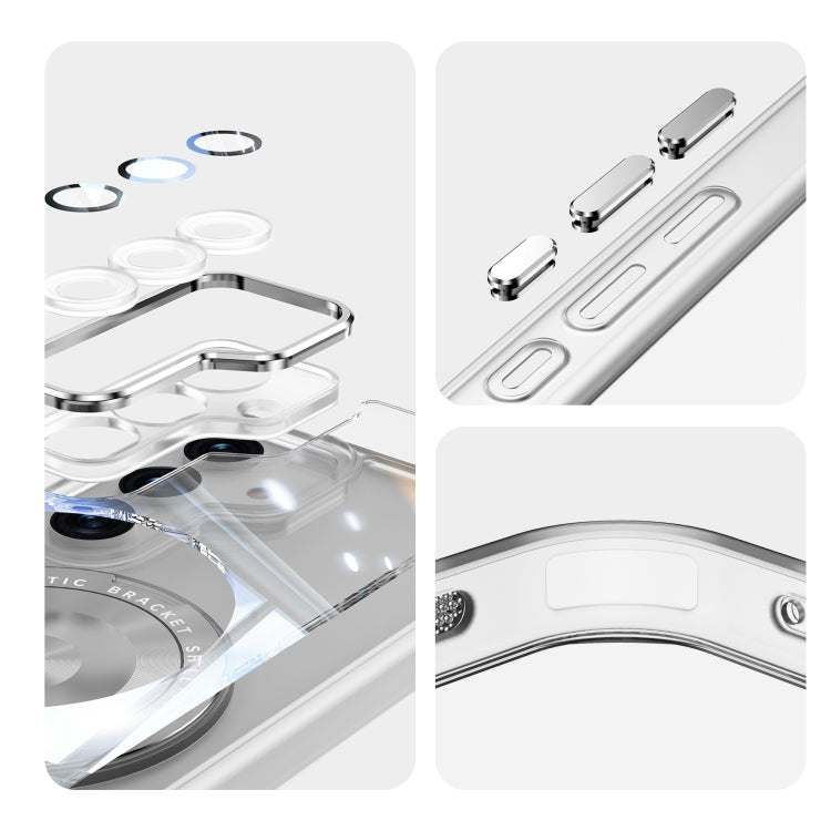 For Samsung Galaxy S23 5G 360 Holder MagSafe Acrylic Hybrid TPU Phone Case(Frosted White) by buy2fix