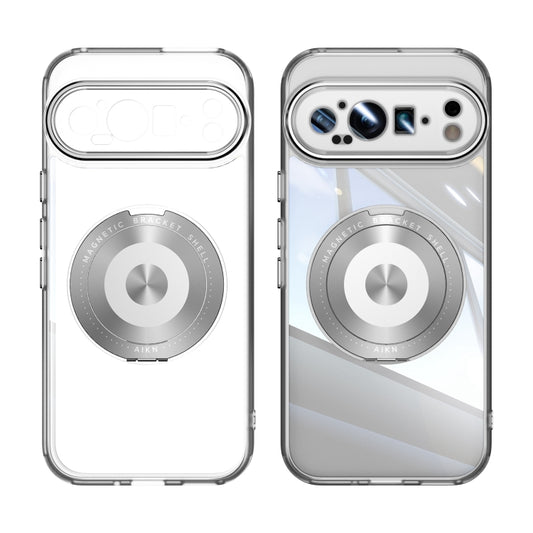 For Google Pixel 9 Pro 360 Holder Magsafe Acrylic Hybrid TPU Phone Case(Frosted White) by buy2fix