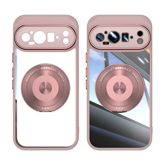 For Google Pixel 9 Pro XL 360 Holder Magsafe Acrylic Hybrid TPU Phone Case(Pink) by buy2fix