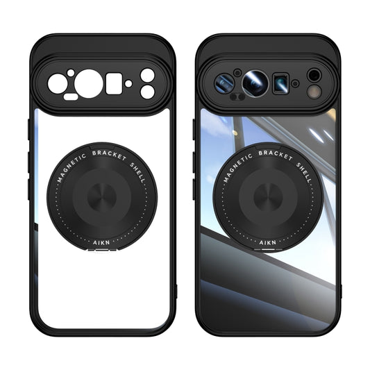 For Google Pixel 9 360 Holder Magsafe Acrylic Hybrid TPU Phone Case(Black) by buy2fix